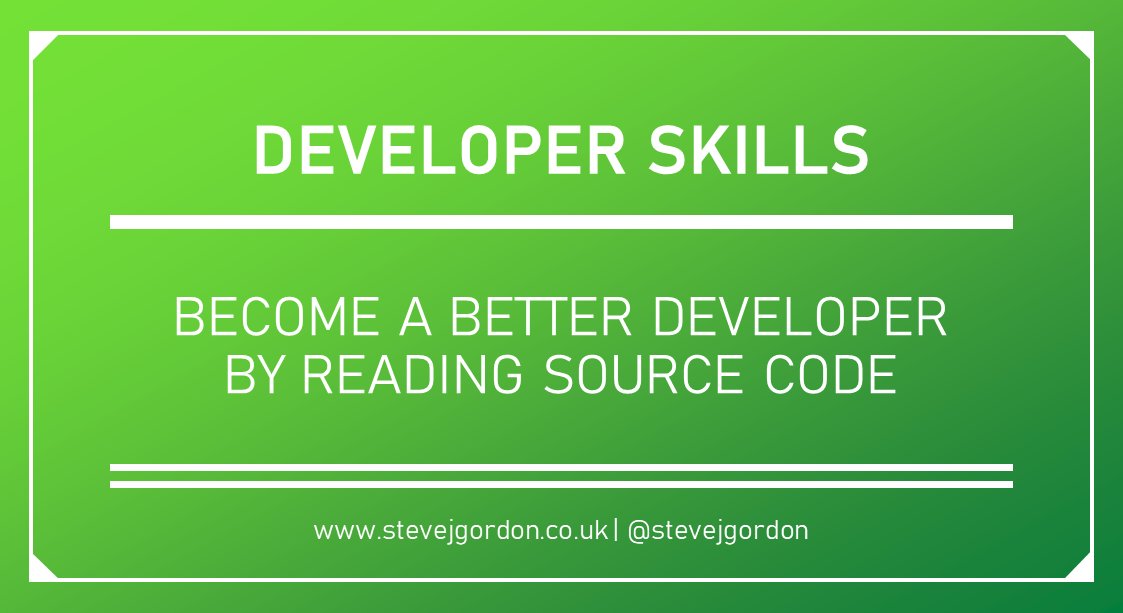 Blogged: 'Become a Better Developer By Reading Source Code' - Sharing why I believe that reading source code is an important technique which can be applied to become a better software developer. #ContinuousLearning #DeveloperSkills stevejgordon.co.uk/become-a-bette…