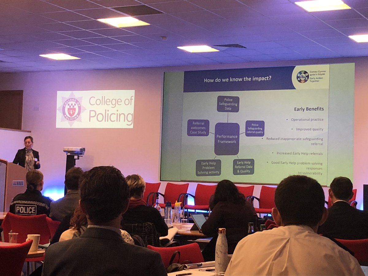 GeoffWessell's tweet photo. 92% reduction in NFAs and improved early help referrals resulting from the Wales approach to early intervention. Training for staff key but also local adaption with partners according to need. Got to be better all round - for partners, police and the vulnerable #policePH https://t.co/N3GKHaigBX