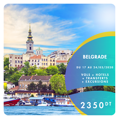mytunisie's tweet photo. Voyage à Belgrade du 17 au 27 Mars 2020 - Vacances Mars 2020 - 07 Nuits / 08 Jours à 2350 dt (possible par facilité) Pour réserver en ligne ➡ https://t.co/TaBXO1goQl
Info 94 686 940 / 71 798 644 💻 https://t.co/iELCeLmDgt https://t.co/E9lP0Rp3un