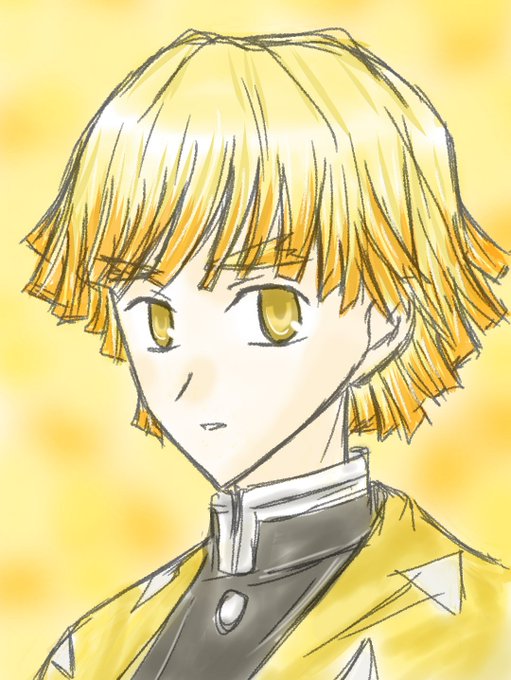 あさ川さんがTwitterに投稿した我妻善逸(鬼滅の刃)のイラスト。