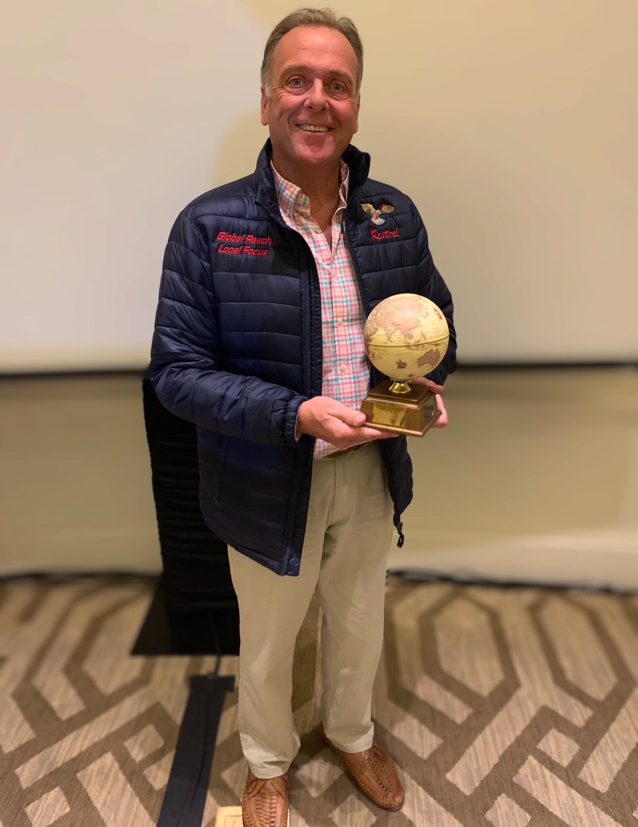 Kestrel CEO Andy Thorne, pictured here after receiving the globe 🌍 representing 21 years of partnership with <a href="/TropicalShippin/">Tropical Shipping</a> 🤝⁣
⁣
 Delivering your island life 🌴 ⁣
#GlobalReachLocalFocus ⁣
⁣
#Caribbean #Nassau #Bahamas #LinerAgent #CaribbeanLife #TropicalShipping