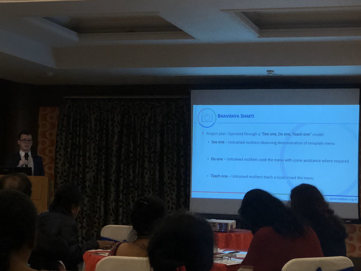 nnedpro's tweet photo. @Lpb_1993 stresses on the importance of โsee one, do one, teach oneโ in the Bhavishya Shakti #mobileteachingkitchen model. #tacklingmalnutrition #nnedpro https://t.co/7jHeQhp0dE