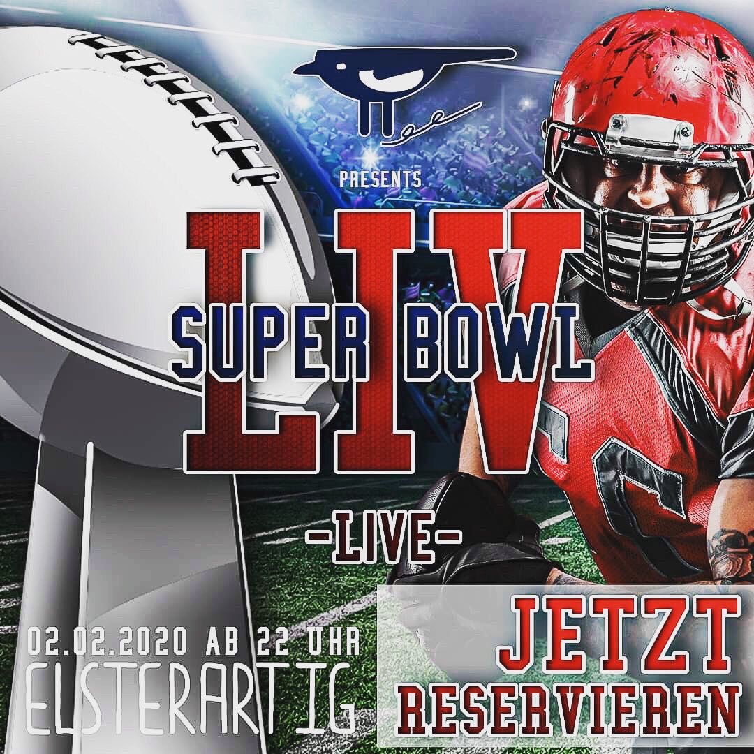 ELSTERARTIG's tweet photo. Habt Ihr schon reserviert? Wir gucken am Sonntag Superbowl mit Euch! 🤩🙌🏈 Inklusive Halbzeitshow &amp; Vorberichten! Reservieren könnt Ihr unter info@elsterartig.de 📬👈

#elsterartig #superbowl #live #sonntag #jetzt #reservieren #elster #leipzig https://t.co/O5Plt0rG4S