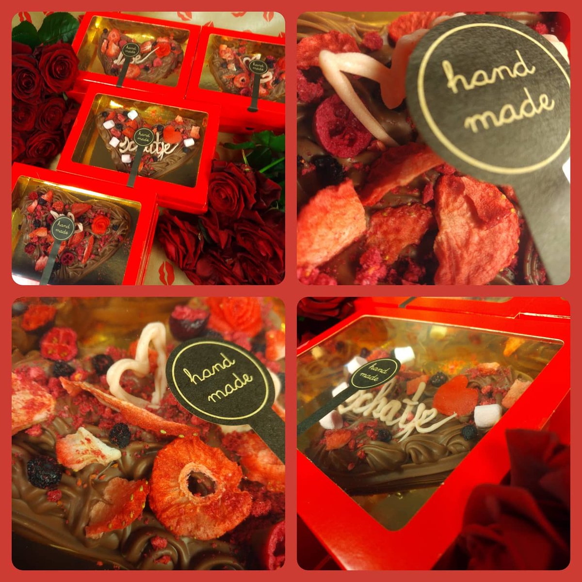 #nieuw 
leuk cadeau voor #Valentijnsdag
 #bloemen en #chocolade 
handgemaakt in Fryslân chocolade met gedroogd fruit 
bij <a href="/peter_manders/">PMB</a> bloemist in #Lemmer  #Fryslân