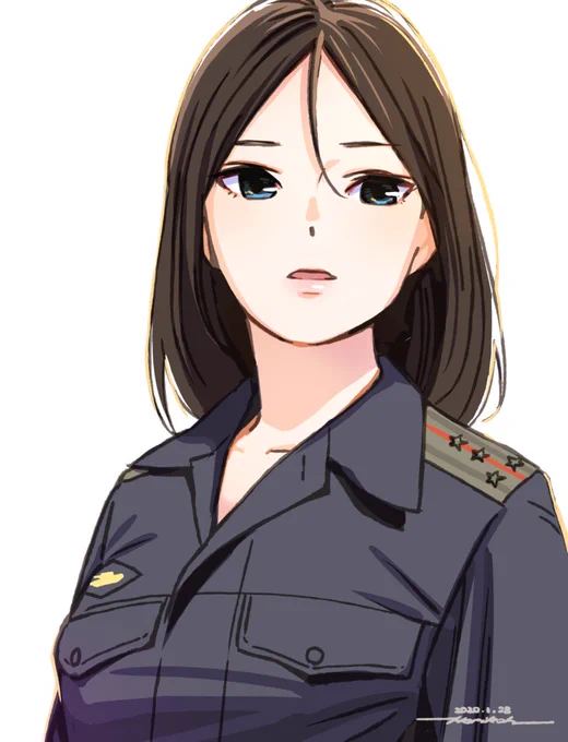 日付超えちゃった～ ノンナさん
 #ガルパン版深夜のお絵描き60分一本勝負_20200128 