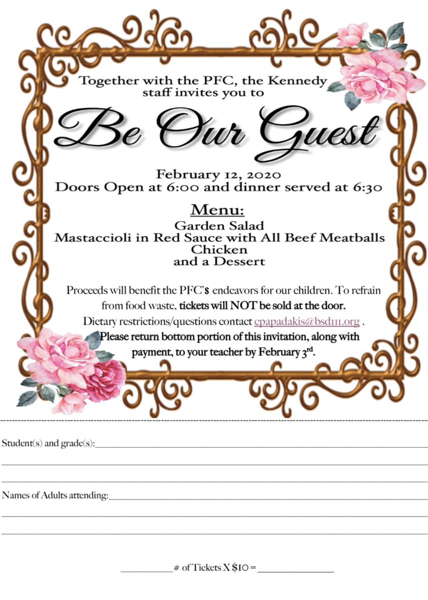 KFALCONSRULE's tweet image. Now, we invite you to relax, let us pull up a chair, as Kennedy teachers proudly present your dinner! Please BE OUR GUEST and join us for the PFC fundraiser. 
Just tie your napkin ‘round your neck and we’ll provide the rest! Hope to see you there!! #KennedyCallOut #GOOOFALCONS