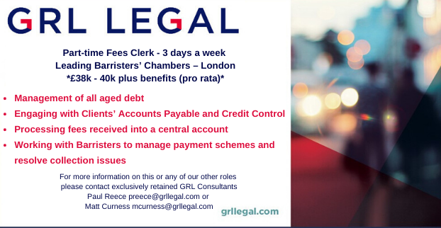 GRLLegal's tweet photo. **Part-time Fees Clerk**
Leading Barristers' Chambers #grlrecruits #chambersroles #adminroles https://t.co/2BTcZFlaym