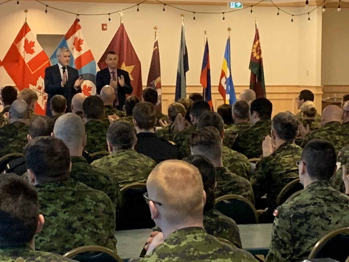 PremierofNL's tweet photo. Today Minister Bragg &amp; I stopped by to see the troops and thank them for the service as #OPLentus comes to an end.

We heard they were amazed to receive tea, baked goods &amp; many more gifts of thanks while they were assisting our vulnerable citizens.

We are forever thankful. https://t.co/zvavLsSSv4