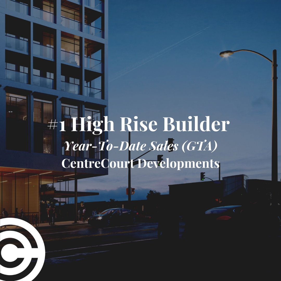 CentreCourtInc's tweet photo. According to Altus Group, CentreCourt was the #1 High Rise Builder by Year-To-Date Sales in November 2019. Showcasing 1,324 sales, equating to 5.3% of the total market share. 

1.2% more than any other builder in the GTA.

#RealEstate #CentreCourt #Toronto https://t.co/7Z8Y3gsPpU