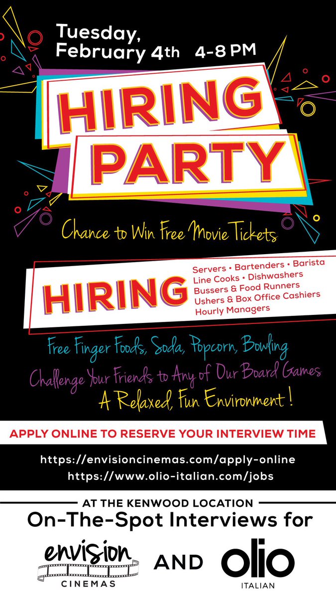 EnvisionCinemas's tweet photo. Happy national have fun at work day! At Envision we always know how to have fun while getting the job done! Want to join our team? We’re having a hiring event Tuesday, February 4, from 4 to 8 pm. We will see you there! https://t.co/cv7u4biiqF