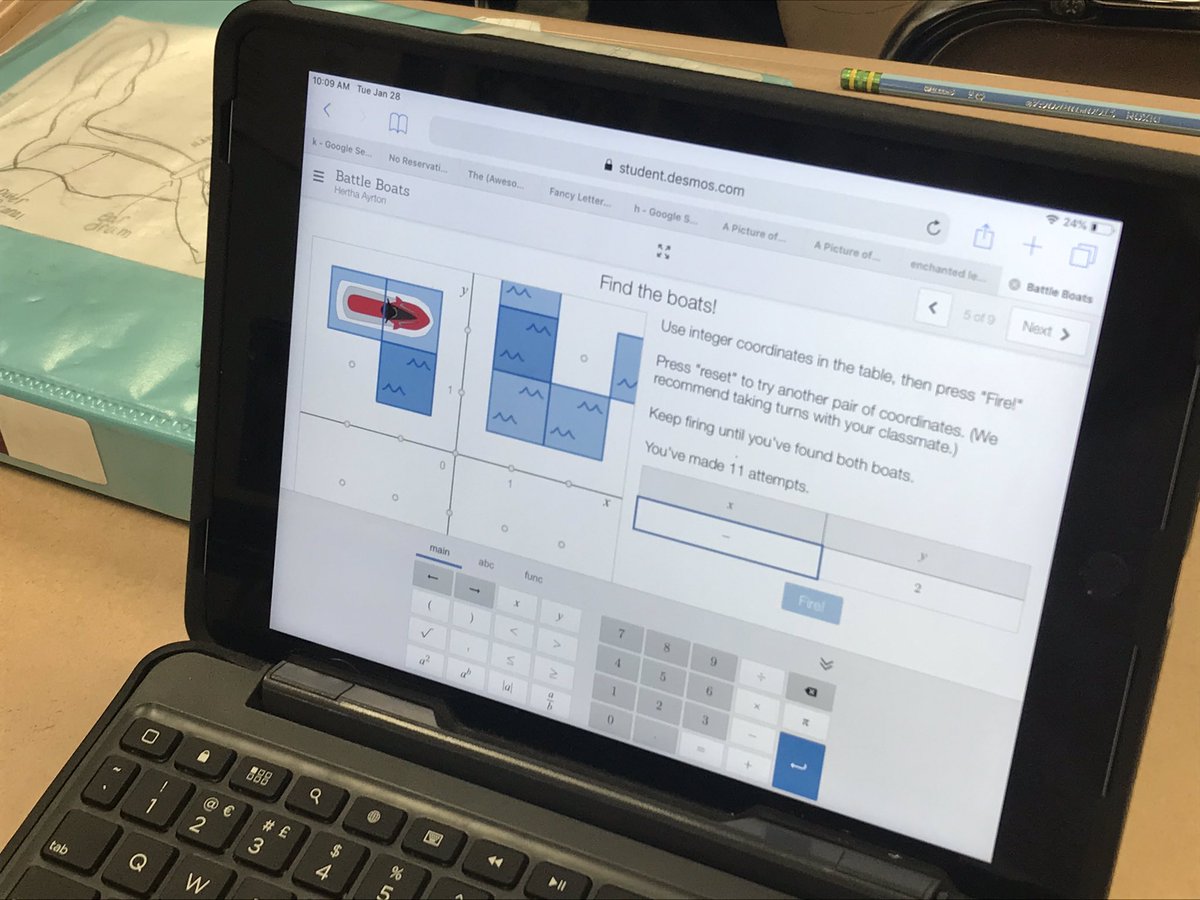 MrsEJoseph's tweet photo. Battle Boats today with Coordiante Planes! ⛵️ 🚣‍♀️ 🚢 @Desmos #TweetThatTechYMS https://t.co/ZUkI6plXeO