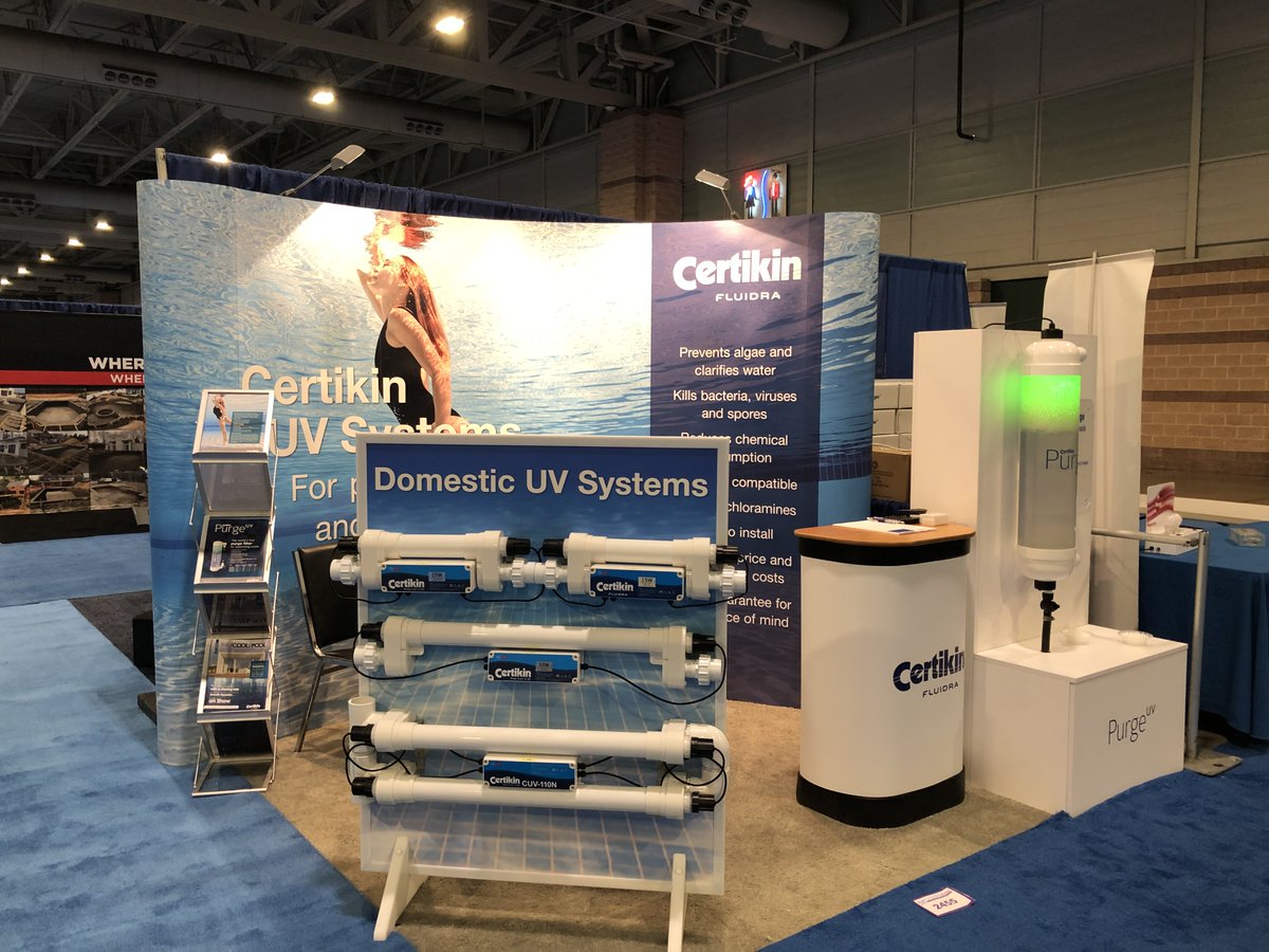 CertikinUK's tweet photo. Attending the #PoolandSpaShow in Atlantic City? Visit us on stand 2455 to find out about our new domestic UV range as well as the world's first purge filter @NE_Spa_and_Pool https://t.co/Oc5IEAdicv