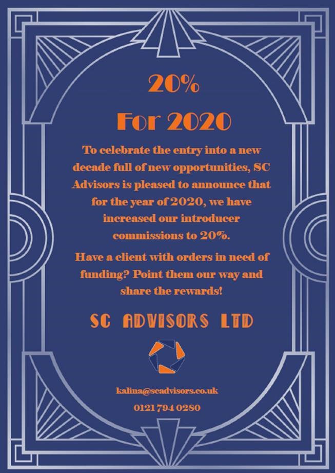 Markruniewicz's tweet photo. We are celebrating 2020 at SC Advisors with an increased commission for our introducers. Get in touch if you have a client in mind! https://t.co/gxaOgTJMg6