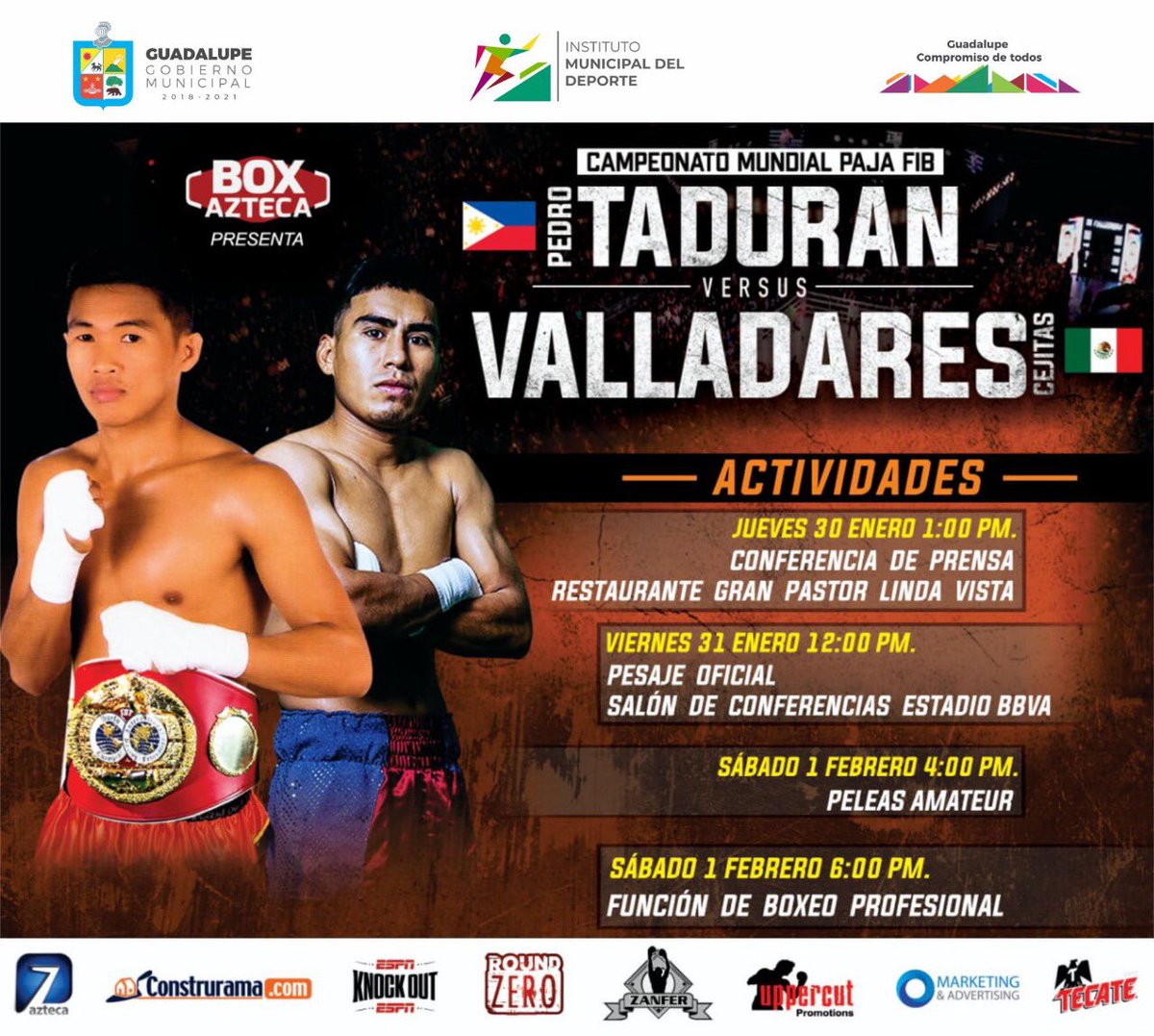 DeportesGpe's tweet image. Faltan pocos días para la gran pelea entre Daniel "Cejitas" Valladares vs Pedro Taduran, sigue las actividades previas que tendremos de este encuentro #Guadalupe #CompromisodeTodos @municipiodegpe @Cristina_Diaz_S @Rayados