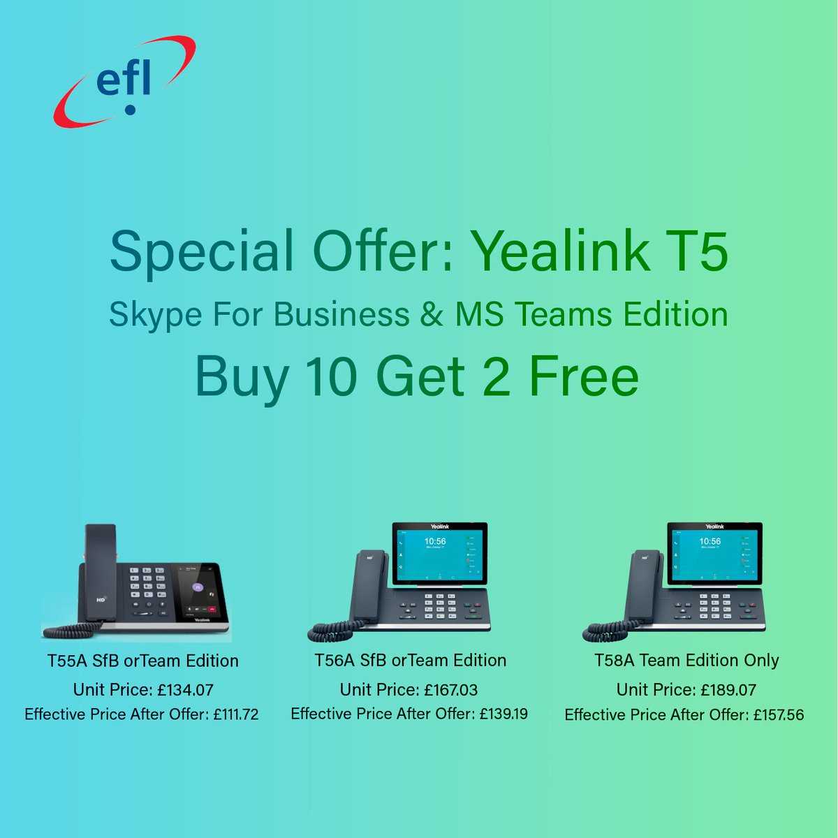 We are running a great promotion on Yealink T5 SfB & Teams Edition. electronicfrontier.co.uk/vendor-partner…