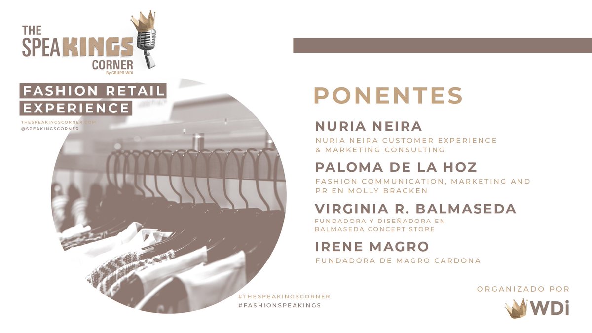 SpeakingsCorner's tweet photo. El jueves 30 os esperamos a las 20:00 en @FundDiarioMadri para hablar de #FashionRetailExperience. Contaremos, con @NurNeira, Virginia Balmaseda, Irene Magro y @PalomadelaHoz7. Ven a disfrutar del mejor #afterwork y a aprender su mano: https://t.co/5IhHlsEZIo https://t.co/GvccS3LeY8