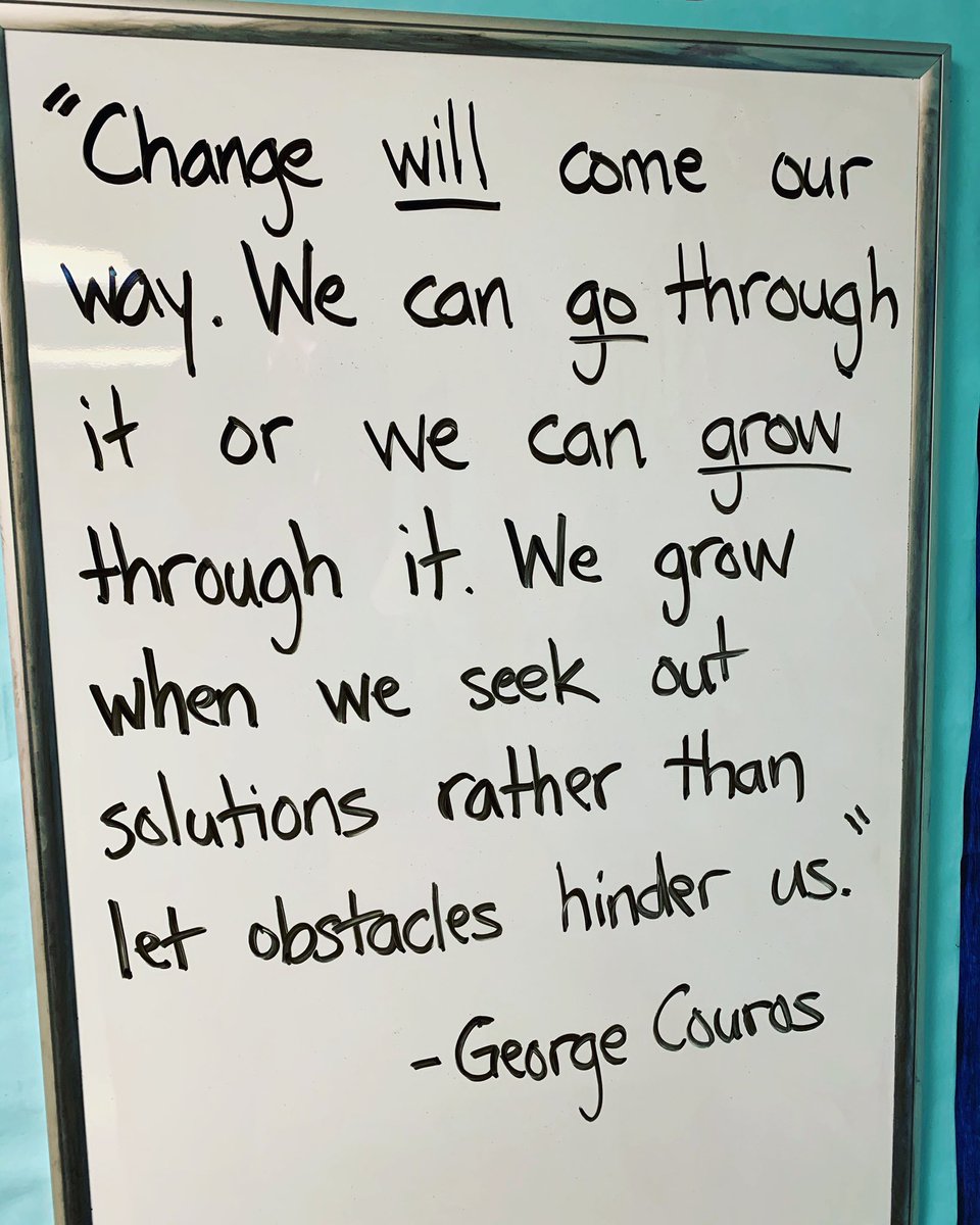 brentcoley's tweet photo. Today’s staff lounge inspiration, courtesy of @gcouros. Change is inevitable. Growth is optional. #EduInfluence https://t.co/TOWDegLDUe