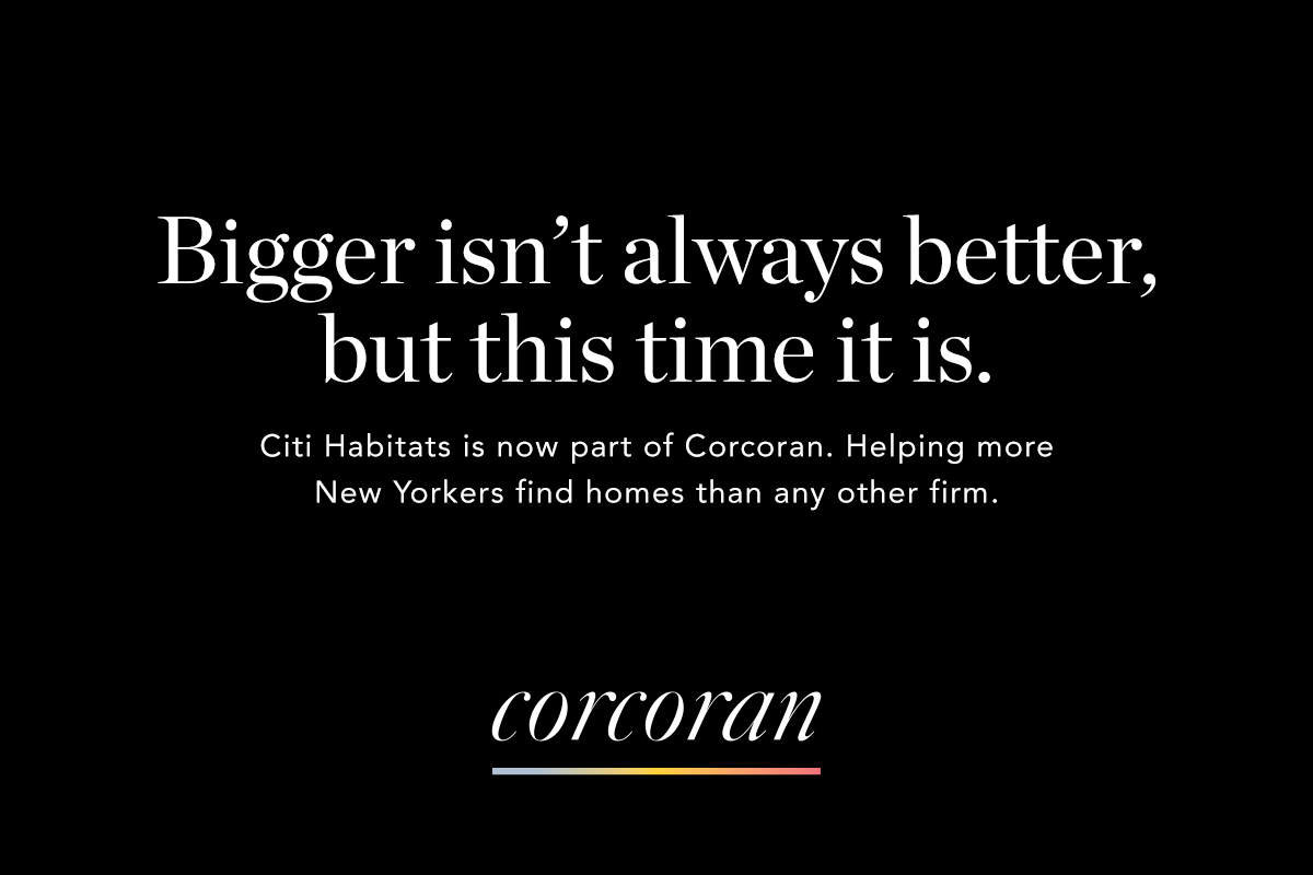 corcorangroup's tweet photo. Bigger is better. We are excited to announce that Citi Habitats is now part of Corcoran — helping more New Yorkers find homes than any other firm. #onecorcoran #livewhoyouare Read more: https://t.co/F9q7wCb4ko https://t.co/u5xVECzWwv