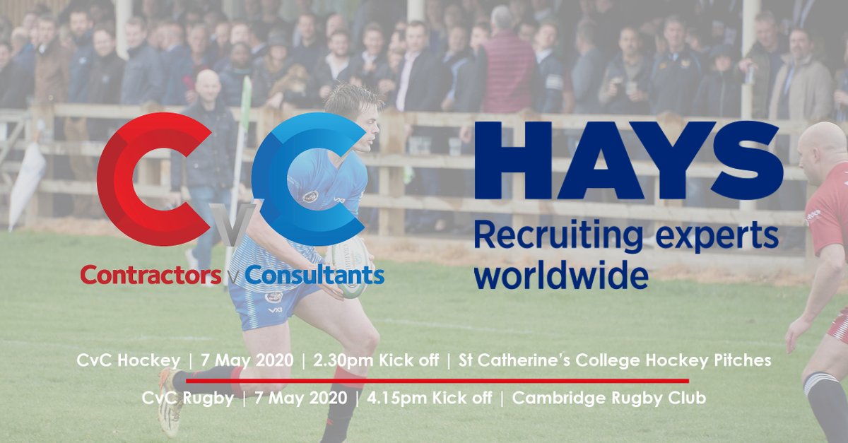 CvC_Cambridge's tweet photo. Great to announce @HaysNews are the sponsor for our 'Player of the Match' for both our Rugby &amp; Hockey fixtures! Delighted to have Hays support the #Cambridge #Construction Industry Charity Event.

Both games are taking place on 7 May 2020! 

Full details - https://t.co/q7e9bYLdJE https://t.co/O1PAvaZ6Fz