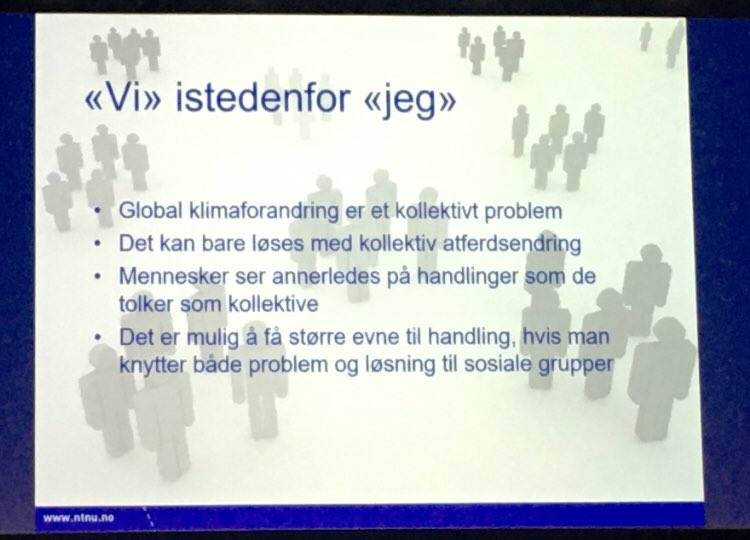 IngerAndresen's tweet photo. Professor i psykologi ved NTNU, Christian Klockner, på #Enova2020 oppfordrer til å tenke kollektive løsninger på klimautfordringen https://t.co/uifSTyz9St