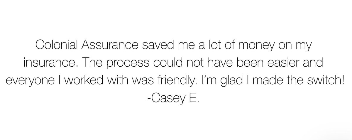 ColonialAssure's tweet image. Unrivaled customer service and saving people money is what we do best! 👍