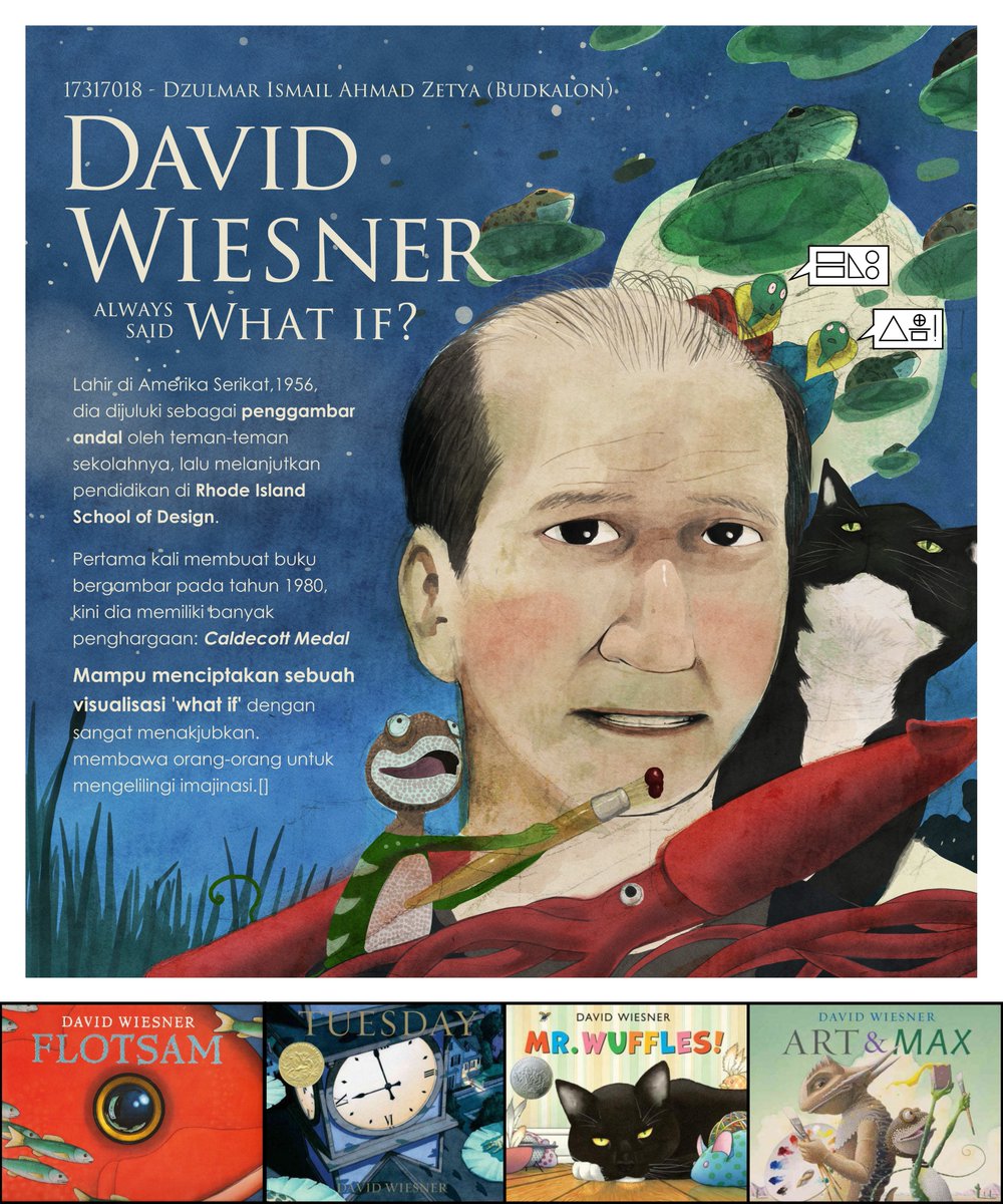 The portrait of David Wiesner and his characters, tried to imitate his style digitally, but ended up giving it too much 'texture'

#illustration #digitalillustration #Davidwiesner