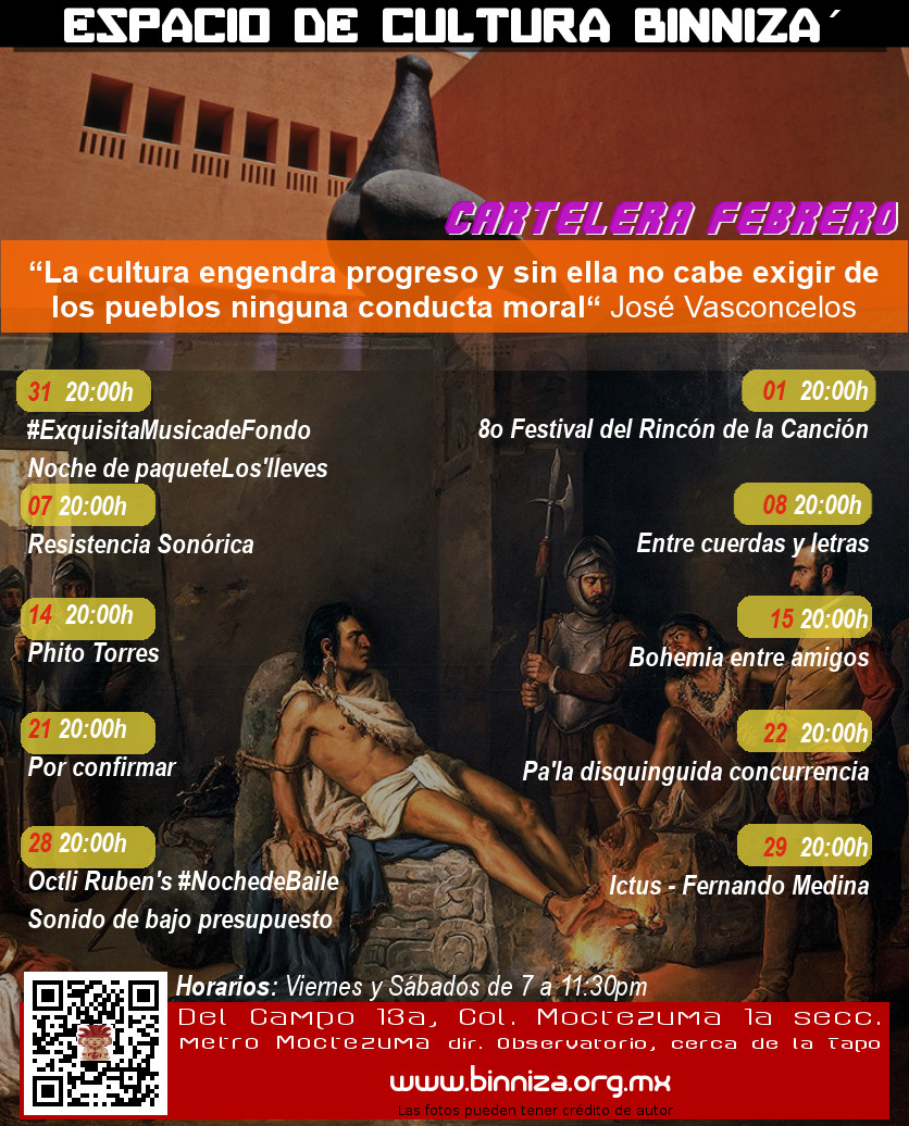 #CarteleraNube #febrero #genteNube
pa'que no se les pase!
binniza.org.mx