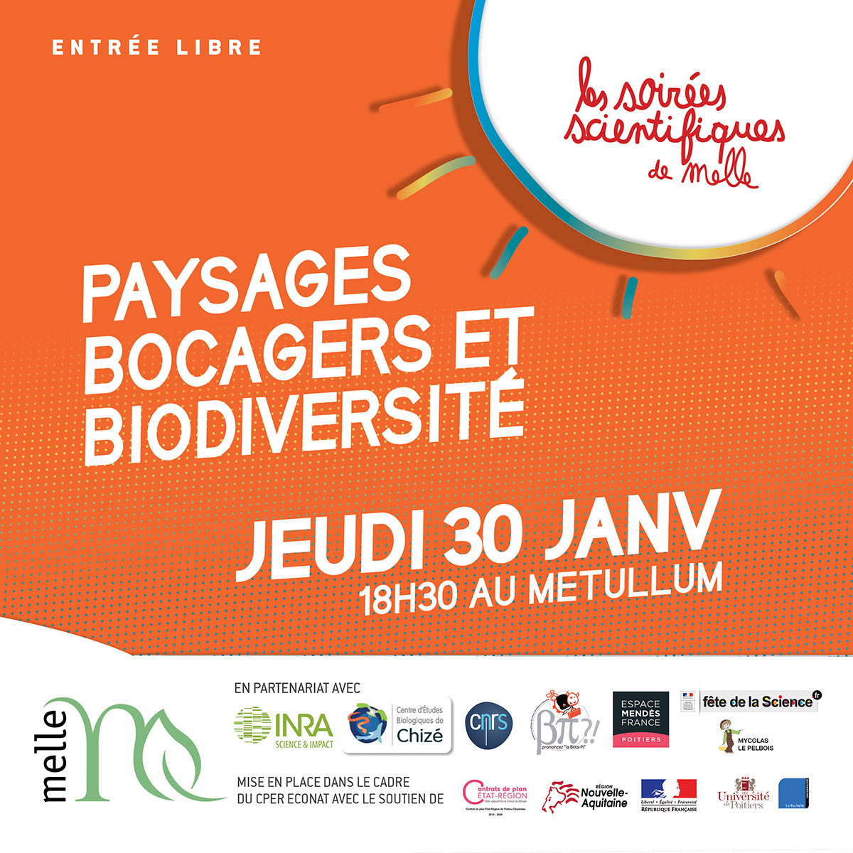 VilledeMelle's tweet photo. Rdv ce soir à 18h30 pour la 3e soirée scientifique ! #Metullum
@INRAE_Poitiers @emfpoitiers @CNRS @LaBetaPi https://t.co/vpcAeD3AZc