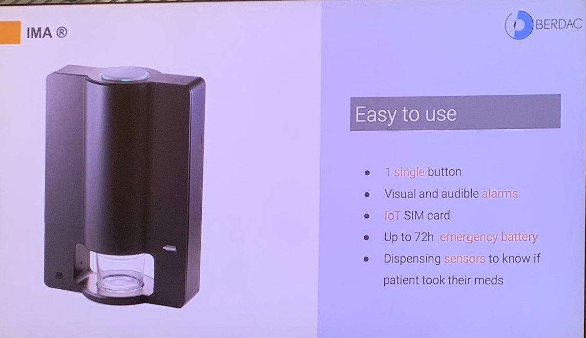 adrianafreitas's tweet photo. Berdac Smart Services (Barcelona)
@berdacsmart
IMA dispenser, the #health at home: your pills with a single button The adhesion control system. #medtech #iot #health #pilldispenser
#Tech4Social @InnoCells @Mutua_Terrassa @Fundacion_ONCE
XII #S2BDemoDay @Ship2B at @MovistarCentre https://t.co/kvwQq6pM0V