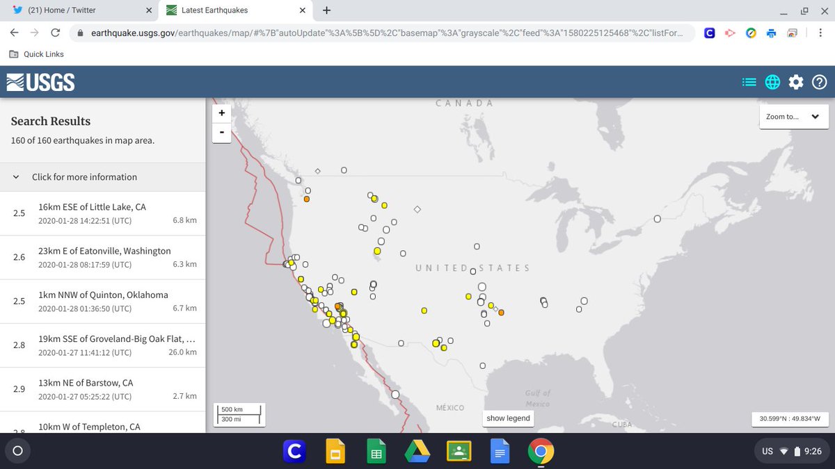 KeeliB_Sci's tweet photo. Within the past 30 days, there has been 160 earthquakes in the Continental U.S. #taysci2 #earthquakes 
See here for more https://t.co/r80R33OTU2 https://t.co/9aD2Ydi0Dp