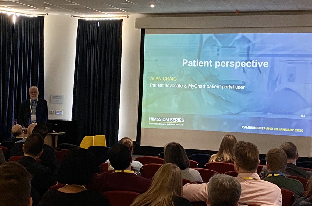 my_eHospital's tweet photo. 26,000+ patients now using the #MyChart patient portal @CUH_NHS but nothing more powerful than hearing from one of our patient users about how it’s helping with the management of health conditions & improving involvement in care #allforourpatients @himsseurope #HIMSSDM Cambridge https://t.co/DNZWFnmuTb