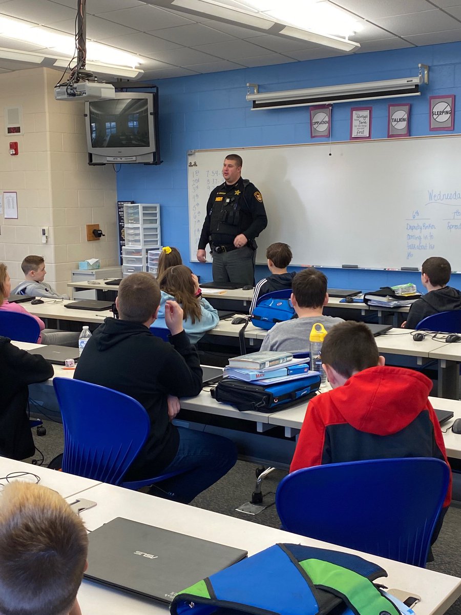 Thank you to our resource officer Deputy Rinker for sharing with our Career Exploration classes about the Public Safety and Security career cluster.