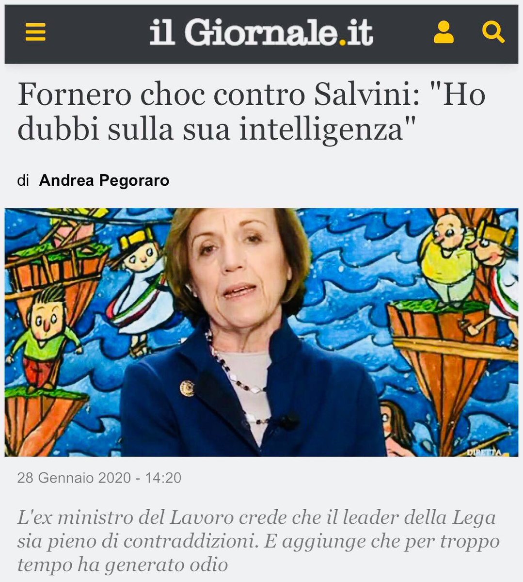 matteosalvinimi's tweet photo. Gli insulti della signora Fornero sono per me una medaglia🏅 https://t.co/30Mdl1Hwo8