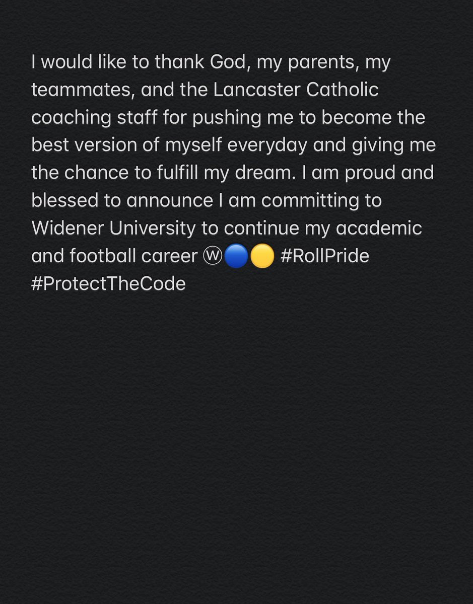tk_xxvi's tweet photo. 100% commited ⓦ🔵🟡 @Widener_FB @CoachNateHinkle @Coach_Barry https://t.co/B6y8EMVq92