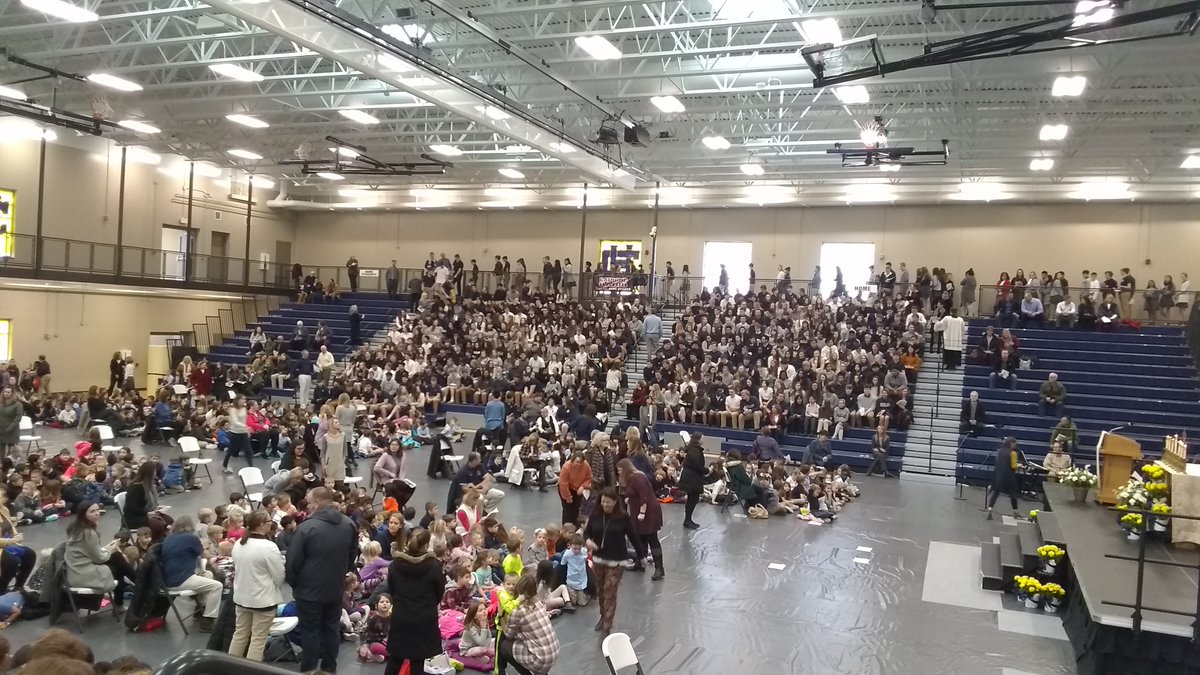 Students file in at Bishop Heelan for an all-system Mass to kick off Catholic Schools Week. #csw2020 #nwiowacatholic