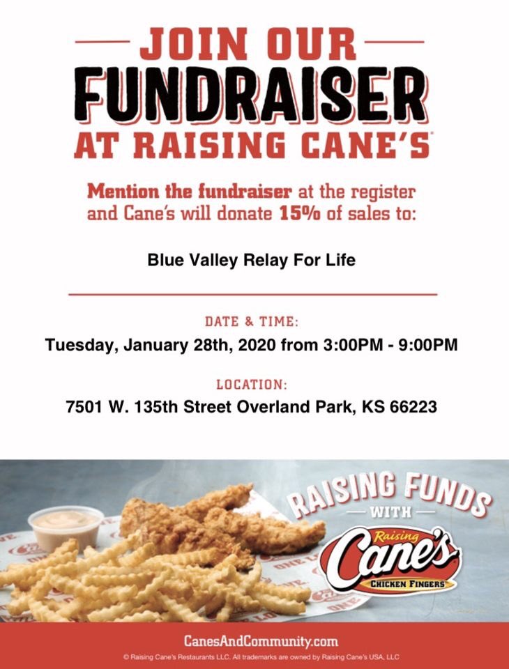 We have you covered for dinner! Make sure to head to Canes TONIGHT to support BV Relay. Mention this fundraiser when you checkout. See you there!!