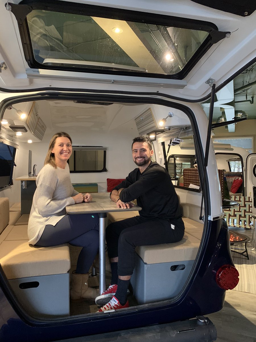 All the way from Michigan 🇺🇸! Thank you Abbey and Adam for stopping by our showroom this weekend! #happiercamper #hc1