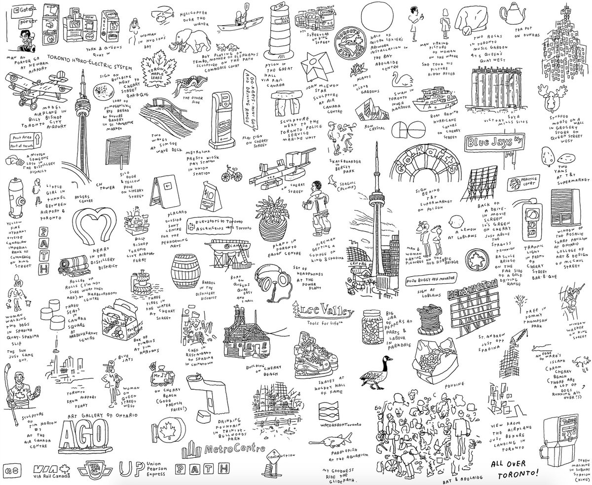 Illustration of various scenes and objects in Toronto