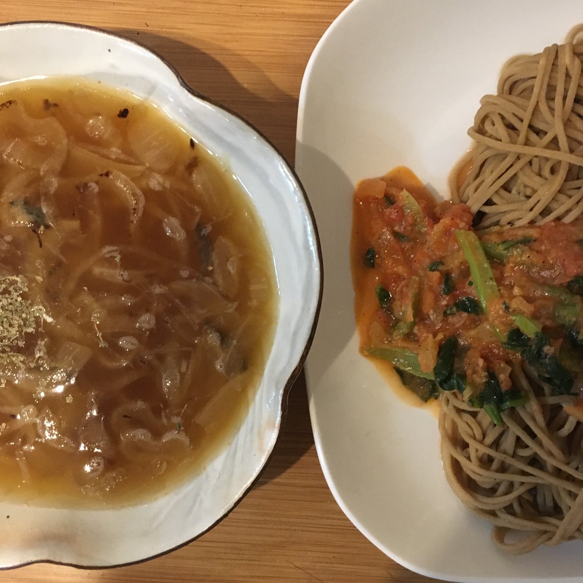 you_base's tweet photo. #BASEFOODCAMP
昨日は休んで本日DAY15🍽よるごはん
ベースヌードルはサンクゼールのトマトクリームソースとほうれん草で、オニオンスープも🥬🐶
サンクゼールはそんなに濃くなかった！ほうれん草入れてのばしたからかも🤤うれしい☺️💕 https://t.co/RkGOqElOUM