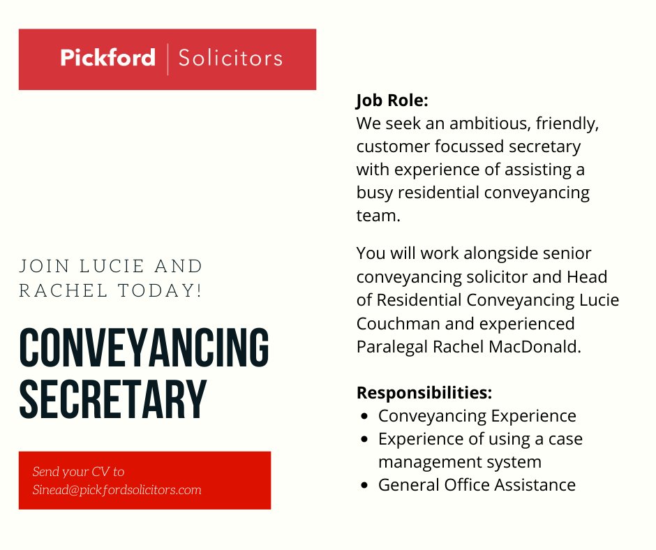 We are looking for an ambitious, customer focussed residential conveyancing solicitor to join our very busy residential conveyancing team in Sutton Coldfield! We look forward to hearing from all the wonderful applicants. #recruitment #legal #JobVacancy #jobopportunities