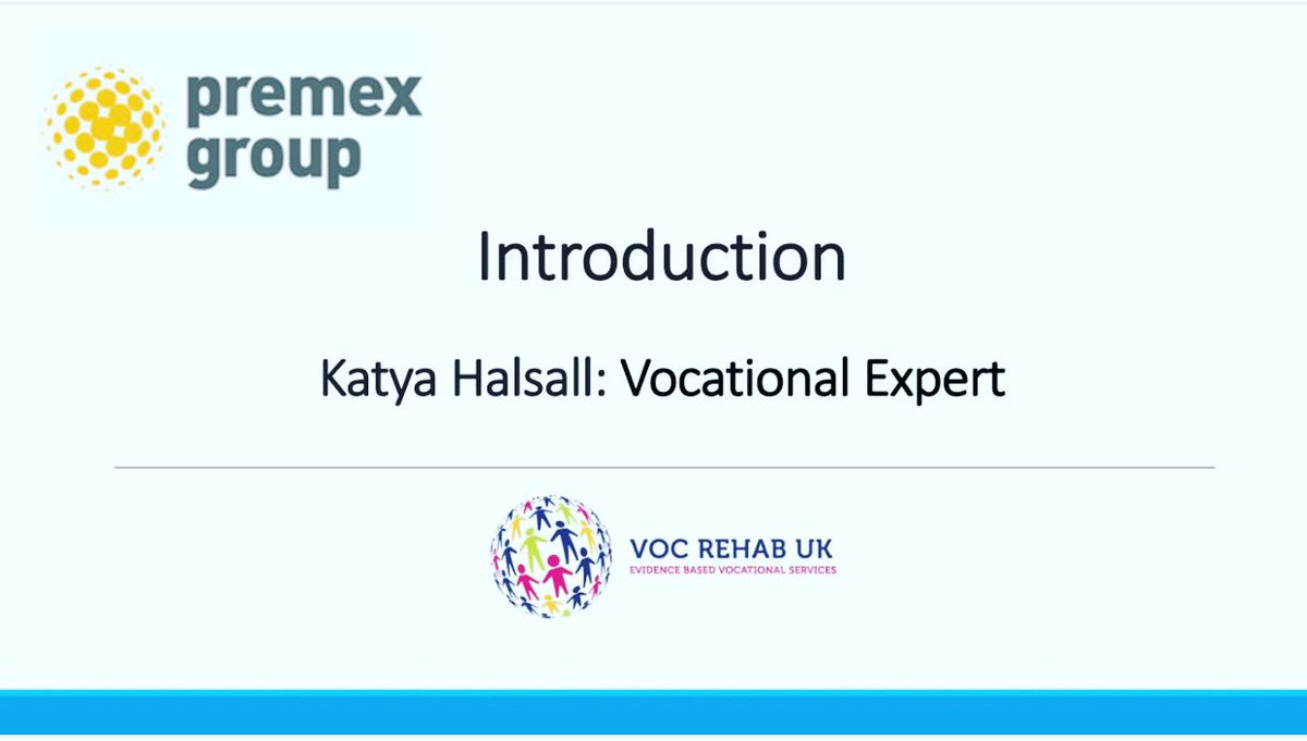 EHS_VocRehab's tweet photo. Good start: first slide is ready :)
Looking forward to presenting to @PremexGroup #PI #ClinNeg #PersonalInjury specialists about my work as a Vocational, Employment & Functional expert on 14Feb #VocRehabUK #injury #vocrehab #ExpertVocRehab #VocationalExpert #partyexpert https://t.co/O49EGg4Phf