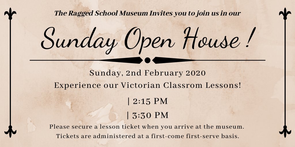 RaggedSchool's tweet photo. Join us this Sunday for a free #OpenHouse #VictorianLesson with our very own Miss Perkins... she'll be waiting!! #VeryVictorian #trysomethingnew https://t.co/Tb9ebDKdyG