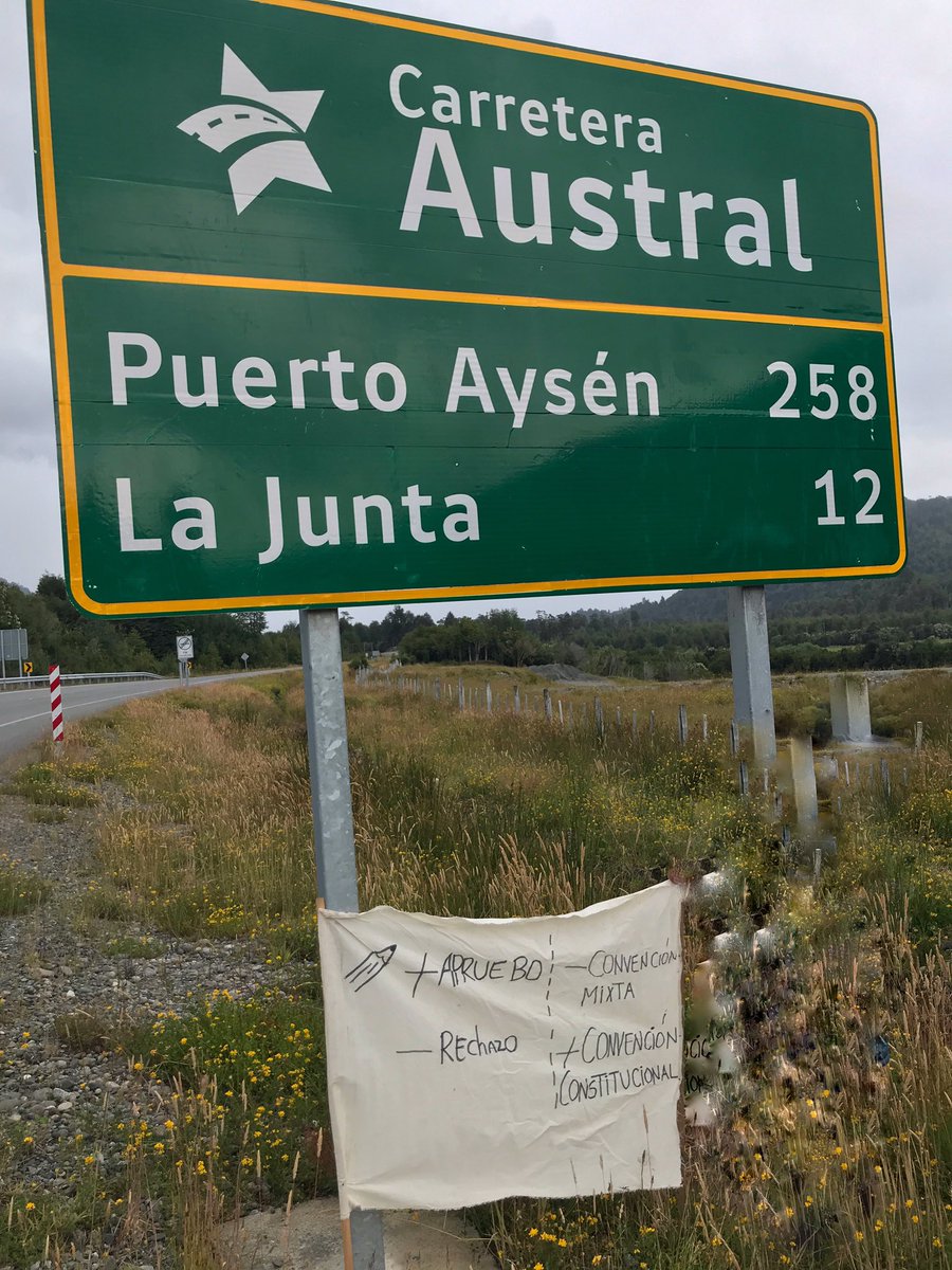 amabarqui's tweet photo. Desde la Carretera Austral y para terminar con los símbolos de la dictadura #AprueboNuevaConstitucion https://t.co/9BIeNW1WLw