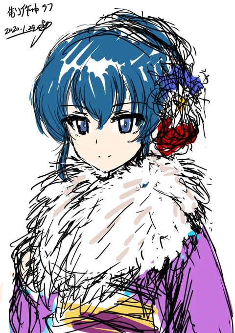 近日完成予定の振り袖エクレール様のラフ+エクレール様の過去絵 #garupan 