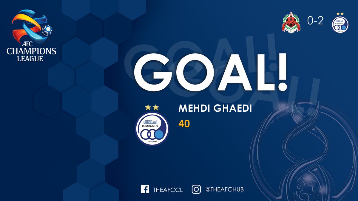 TheAFCCL's tweet photo. GOAL! | 🇶🇦 @AlrayyanSC 0 : 2 ESTEGHLAL FC 🇮🇷
⚽️ 2. Mehdi Ghaedi header from the centre of the box to the bottom left corner
#RAYvEST
#ACL2020 https://t.co/m24ZuPl0Ri