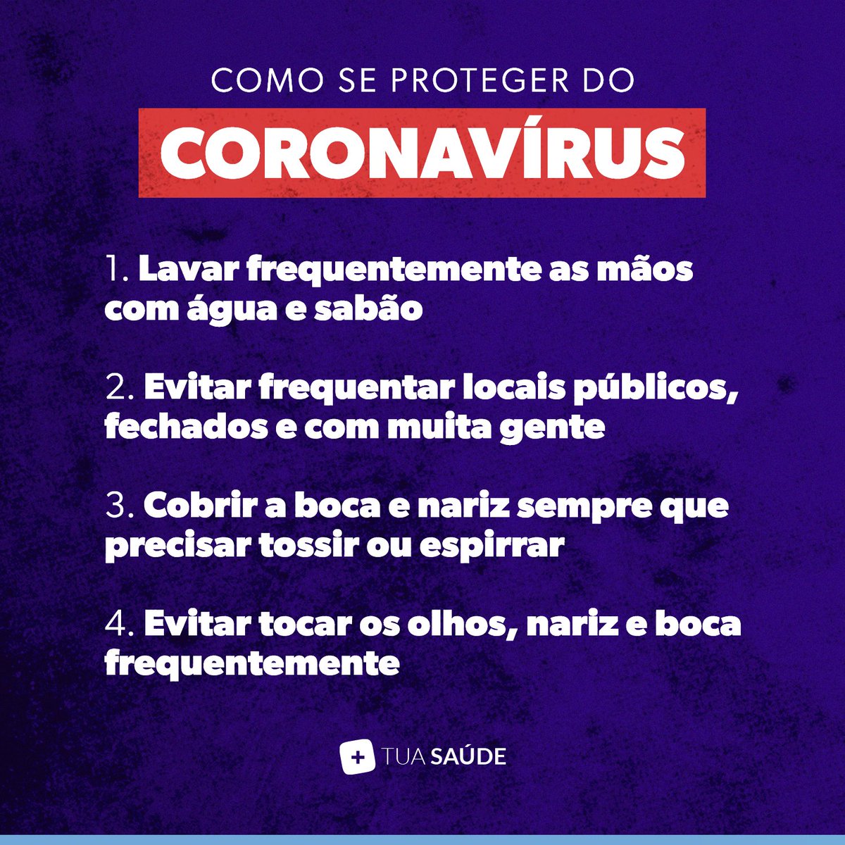 O #coronavírus não chegou ao Brasil nem a Portugal e, por isso, é preciso ter calma! ⚠️ Mas mantenha vigilância! Se precisar se proteger, estas são algumas medidas práticas. #TuaSaúde
