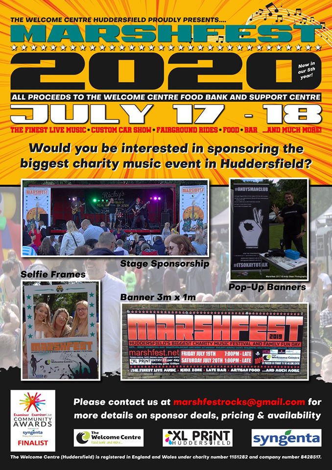 Time to get the plans finalised for <a href="/marshfest/">Marshfest</a> -looking like more amazing bands for you all - save the date 17/18July.
Thanks already to <a href="/SyngentaHD2/">Syngenta Huddersfield</a> <a href="/MagicRockTap/">Magic Rock Tap</a> <a href="/APHorseboxes/">AP HORSEBOXES</a> and our other sponsors.