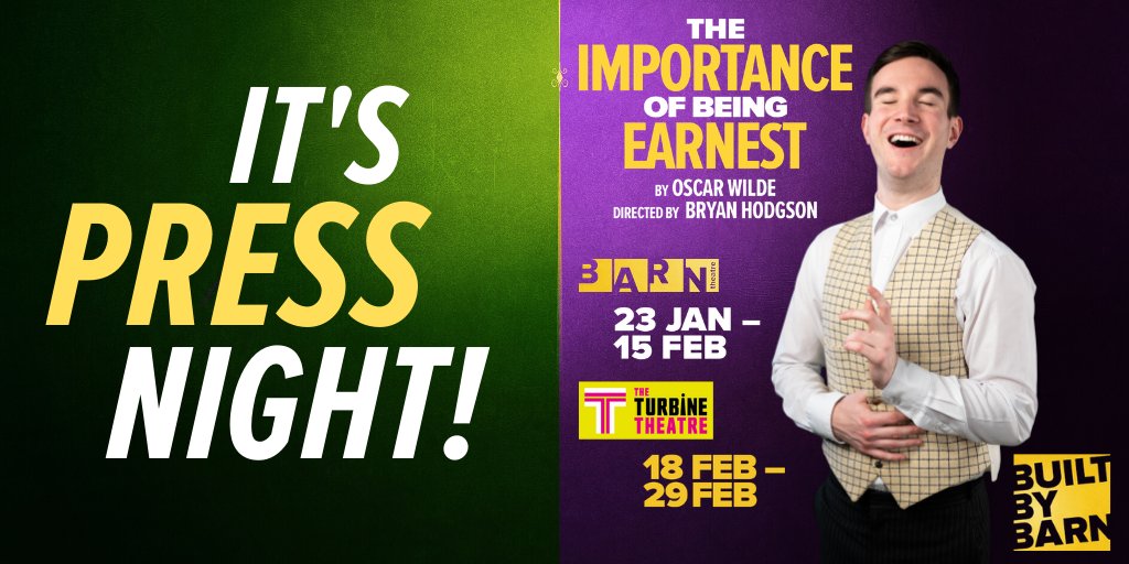 Tonight's the night! It's Press Night for our #BuiltByBarn production of The Importance of Being Earnest. We are so excited for our production to be officially open!

Book Tickets: bit.ly/388hGSw

#BarnEarnest #OscarWilde