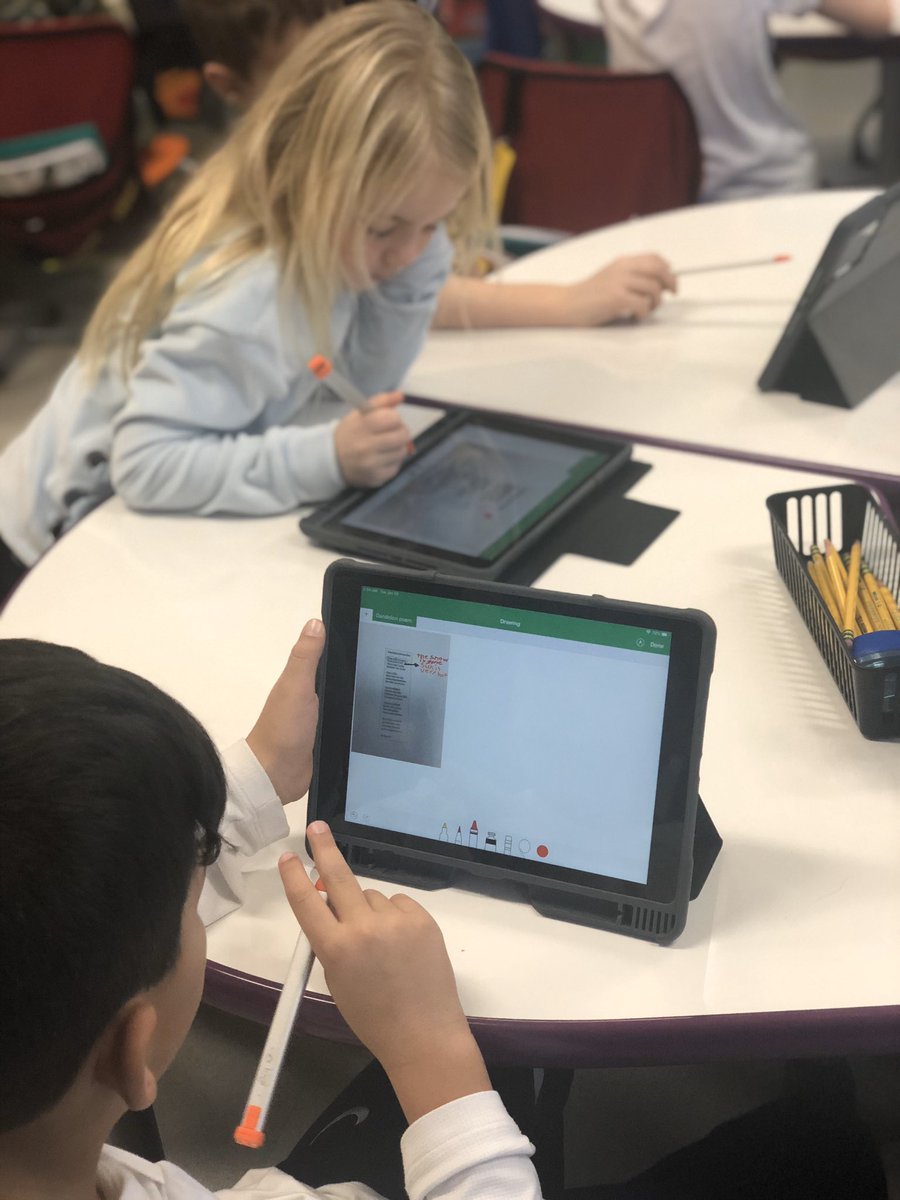Ss reading books and poems, looking for literary language and using our iPads/Numbers to jot our thinking! Thank you <a href="/CuriousCastillo/">Mrs. Jenn Castillo</a> for showing us how! #cherokeeinspires