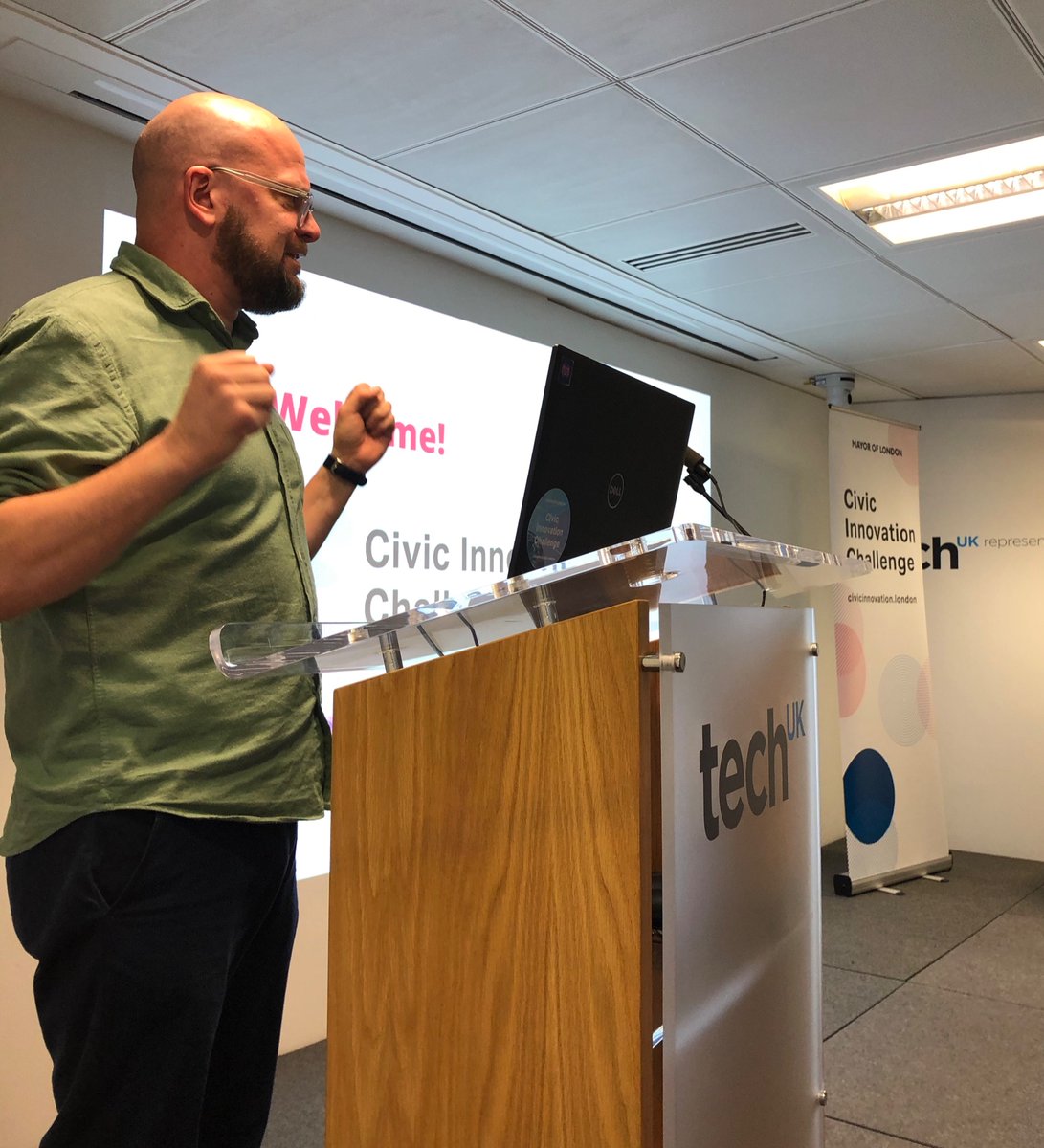GeorginaMarath's tweet photo. Great to have @LDN_CDO open up our Civic Innovation Challenge event. @techUK delighted to be a supporter &amp; host todays event so the cohort have an opportunity to pitch &amp; meet other #tech4good companies #collaboration https://t.co/r7cGwrNXGR